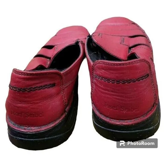 Josef Seibel Red Leather Slip On Womens Comfort Shoes Size EU 37