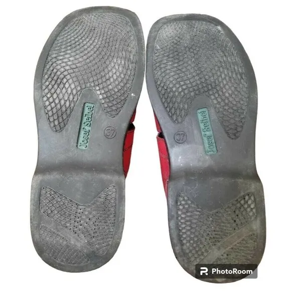 Josef Seibel Red Leather Slip On Womens Comfort Shoes Size EU 37