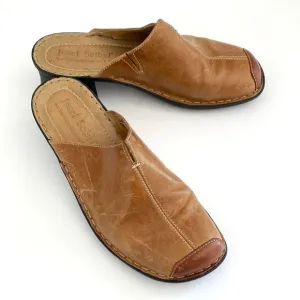 Josef Seibel Tan Leather Slip-On Shoes sz 8 Boho Urban Preppy Beach Cottagecore