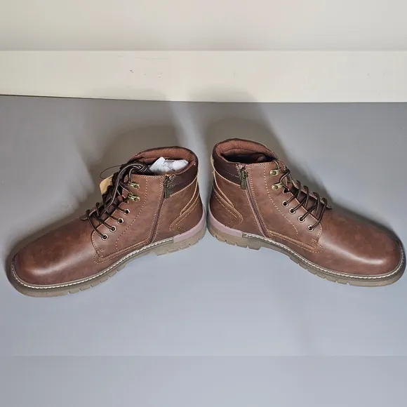Jousen Mens Boots Casual Boots 8118A‎ Brown Fashion Zipper Chukka Boots NWT.