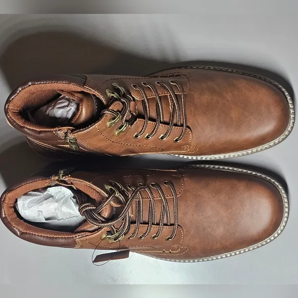 Jousen Mens Boots Casual Boots 8118A‎ Brown Fashion Zipper Chukka Boots NWT.