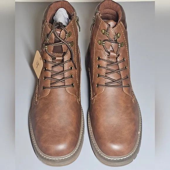 Jousen Mens Boots Casual Boots 8118A‎ Brown Fashion Zipper Chukka Boots NWT.