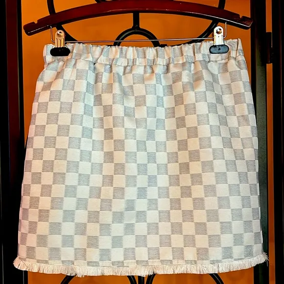 JUDITH MARCH Check Mate Jacquard Faux Wrap Skirt