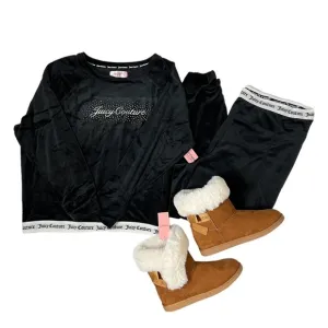 Juicy Couture Velour Black Pajama Loungewear Sleepwear