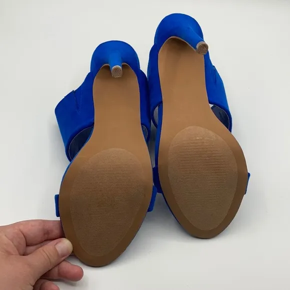 JustFab Blue It's A Date Heeled Mule Size 7.5