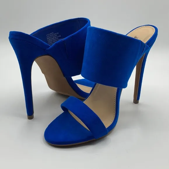JustFab Blue It's A Date Heeled Mule Size 7.5