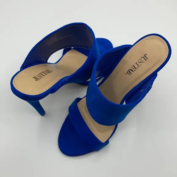 JustFab Blue It's A Date Heeled Mule Size 7.5