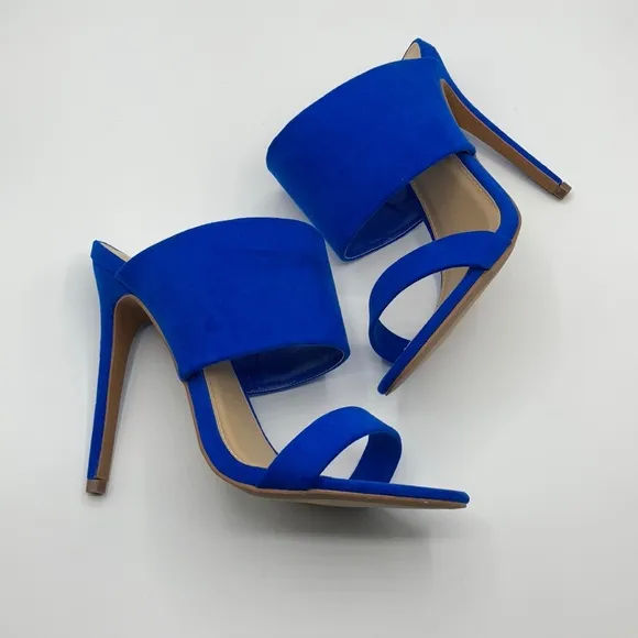 JustFab Blue It's A Date Heeled Mule Size 7.5