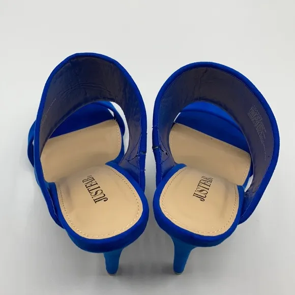 JustFab Blue It's A Date Heeled Mule Size 7.5