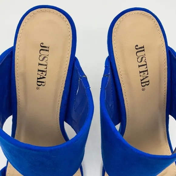 JustFab Blue It's A Date Heeled Mule Size 7.5