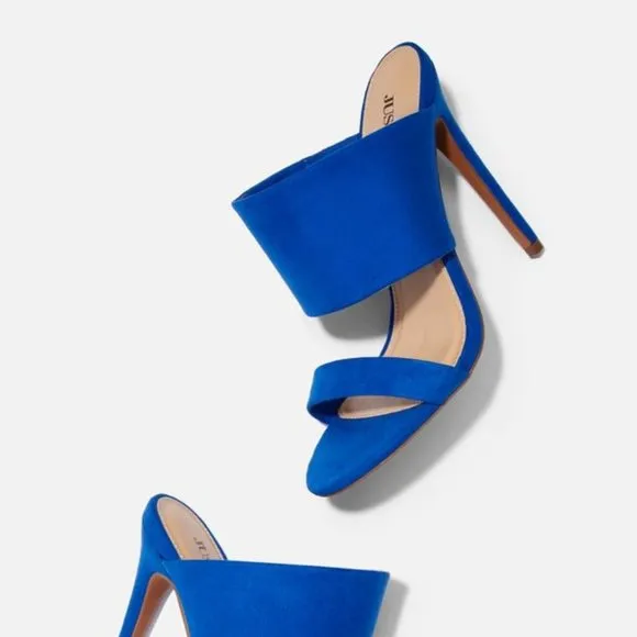 JustFab Blue It's A Date Heeled Mule Size 7.5