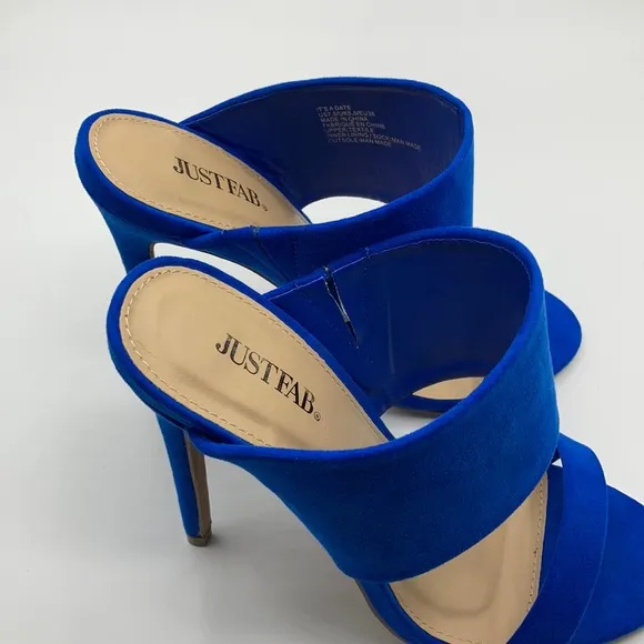 JustFab Blue It's A Date Heeled Mule Size 7.5