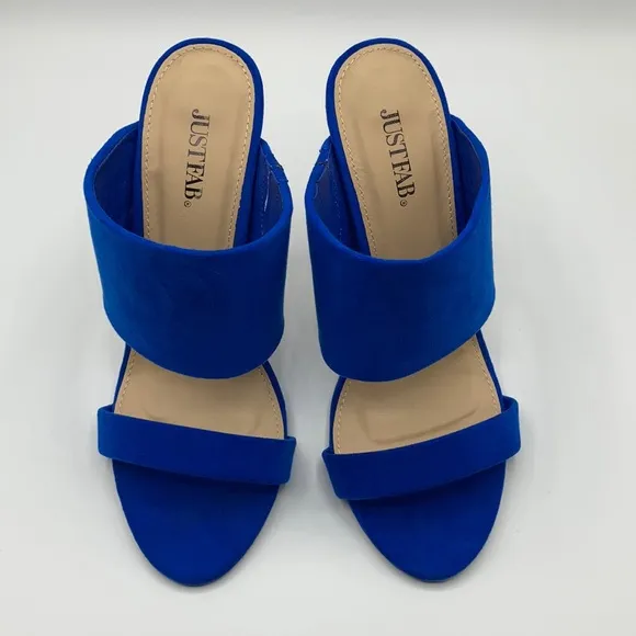 JustFab Blue It's A Date Heeled Mule Size 7.5
