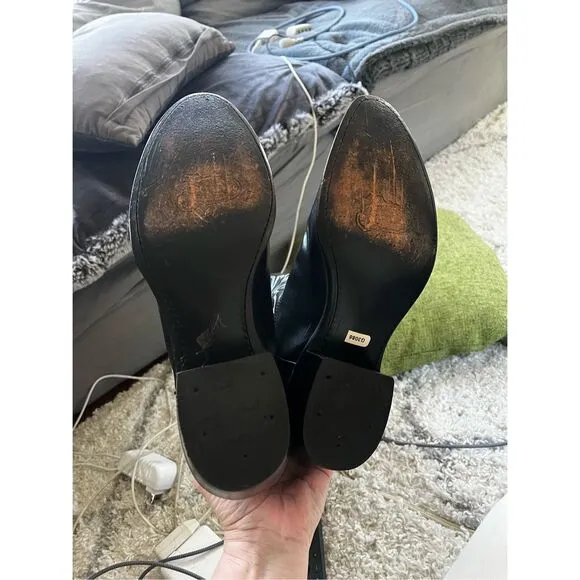 Justin 1409 Black Leather Calf Cowboy Western Boots sz 8 EUC seriously!
