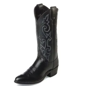 Justin 1409 Black Leather Calf Cowboy Western Boots sz 8 EUC seriously!