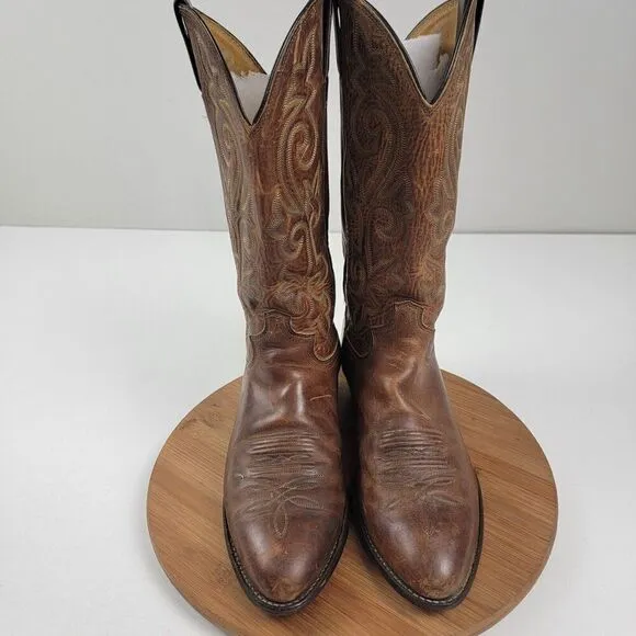Justin 2253 Buck Bay Apache Men's Size 9.5 2E Brown Leather Western Cowboy Boots