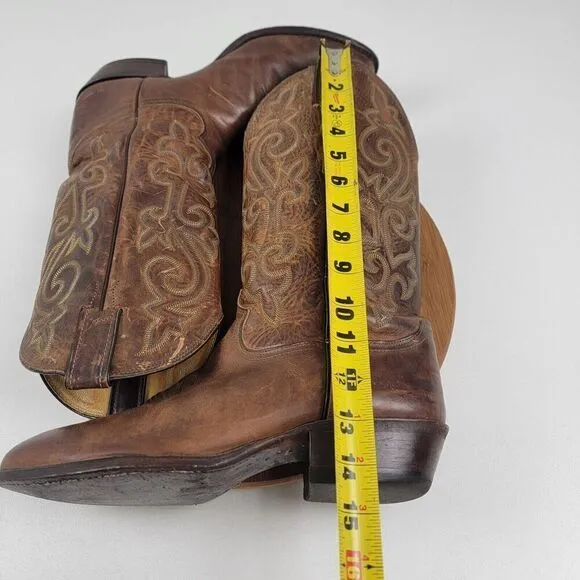 Justin 2253 Buck Bay Apache Men's Size 9.5 2E Brown Leather Western Cowboy Boots