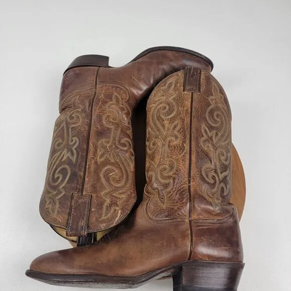 Justin 2253 Buck Bay Apache Men's Size 9.5 2E Brown Leather Western Cowboy Boots