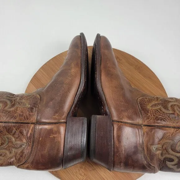 Justin 2253 Buck Bay Apache Men's Size 9.5 2E Brown Leather Western Cowboy Boots