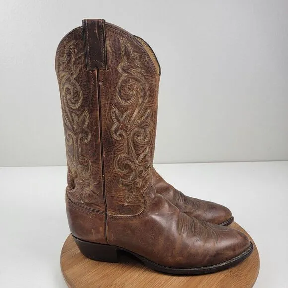 Justin 2253 Buck Bay Apache Men's Size 9.5 2E Brown Leather Western Cowboy Boots