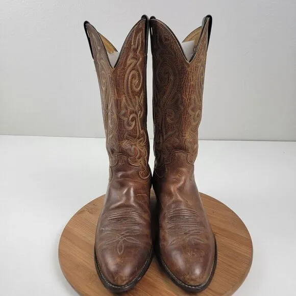 Justin 2253 Buck Bay Apache Men's Size 9.5 2E Brown Leather Western Cowboy Boots