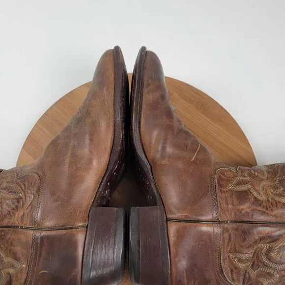 Justin 2253 Buck Bay Apache Men's Size 9.5 2E Brown Leather Western Cowboy Boots