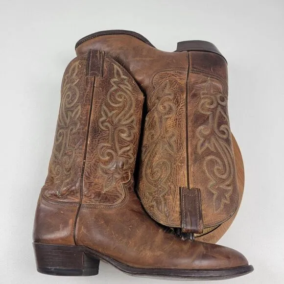 Justin 2253 Buck Bay Apache Men's Size 9.5 2E Brown Leather Western Cowboy Boots