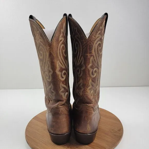 Justin 2253 Buck Bay Apache Men's Size 9.5 2E Brown Leather Western Cowboy Boots