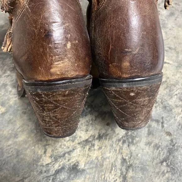Justin Brown Leather Rustic Cowboy Boots Size 9