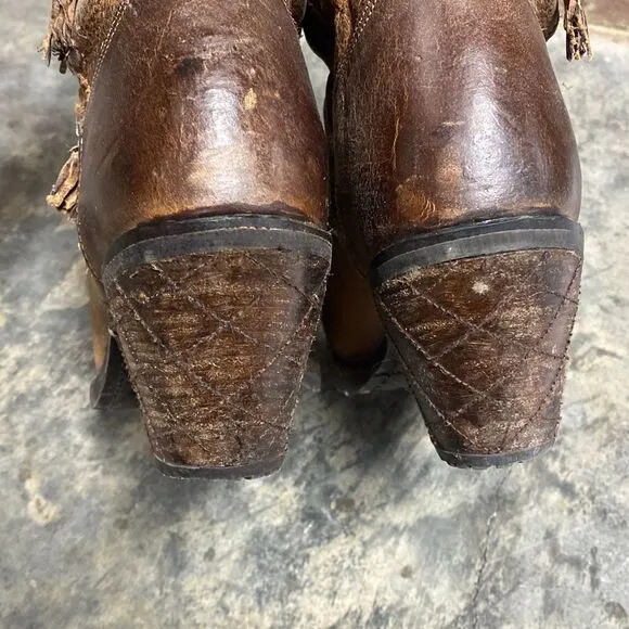Justin Brown Leather Rustic Cowboy Boots Size 9