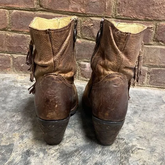 Justin Brown Leather Rustic Cowboy Boots Size 9