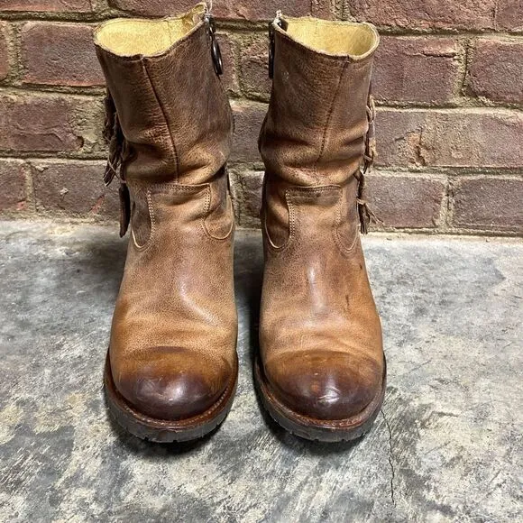 Justin Brown Leather Rustic Cowboy Boots Size 9