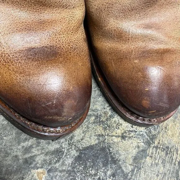 Justin Brown Leather Rustic Cowboy Boots Size 9