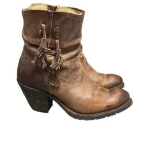 Justin Brown Leather Rustic Cowboy Boots Size 9