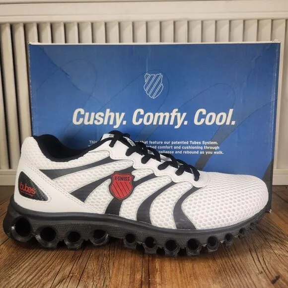K-Swiss Tubes Comfort 200 07112-104 Mens Sz 7.5 White Black Sport Sneakers Shoes