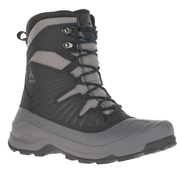 Kamik Black and Gray Boots with High-Top Design and Durable Traction Sole