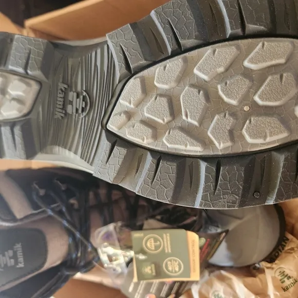 Kamik Black and Gray Boots with High-Top Design and Durable Traction Sole
