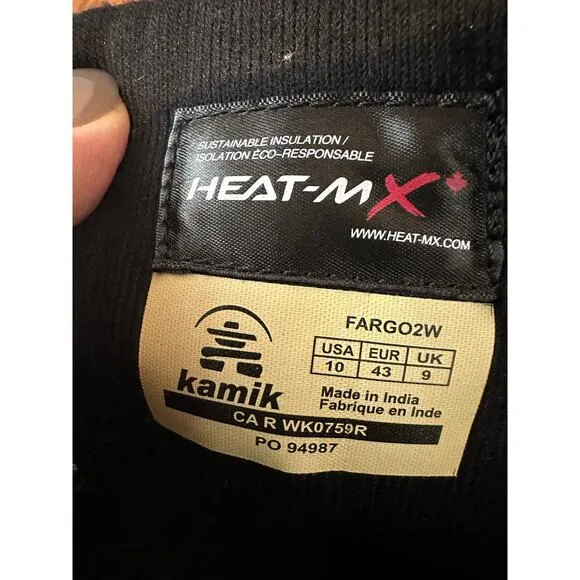 Kamik Men’s Fargo Waterproof Snow Boots Black Size 10 Lace-Up Winter NWT Flawed
