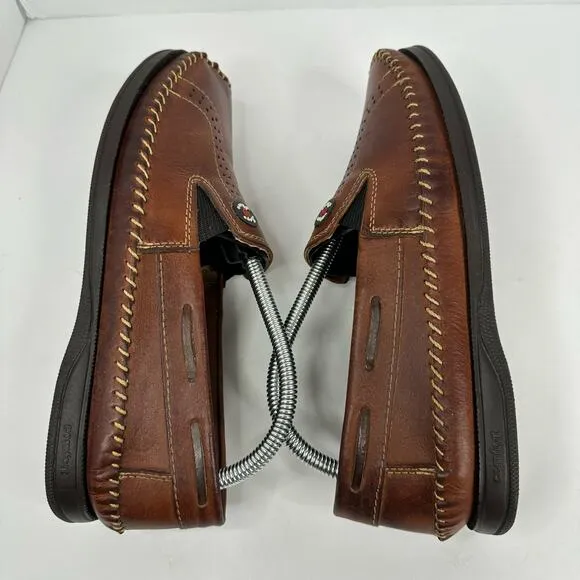 KAPS Shoes Mens size 40 Slip On Leather Braided Moccasins Brown Shoes
