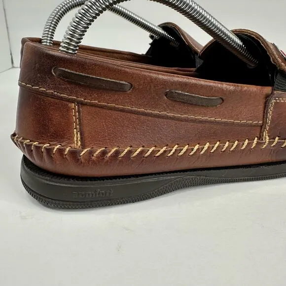 KAPS Shoes Mens size 40 Slip On Leather Braided Moccasins Brown Shoes