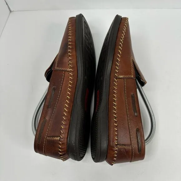 KAPS Shoes Mens size 40 Slip On Leather Braided Moccasins Brown Shoes