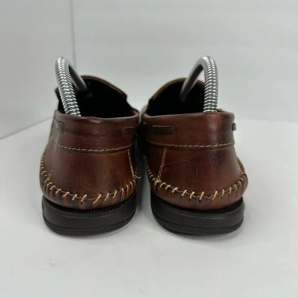 KAPS Shoes Mens size 40 Slip On Leather Braided Moccasins Brown Shoes