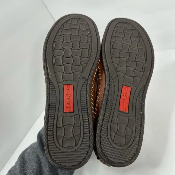 KAPS Shoes Mens size 40 Slip On Leather Braided Moccasins Brown Shoes