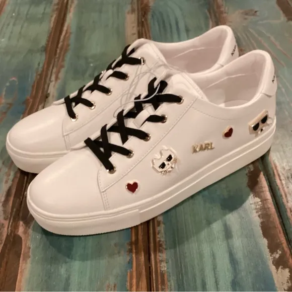 Karl Lagerfeld NWOT 11 Cambie Women’s Sneakers White Logo New Without Box