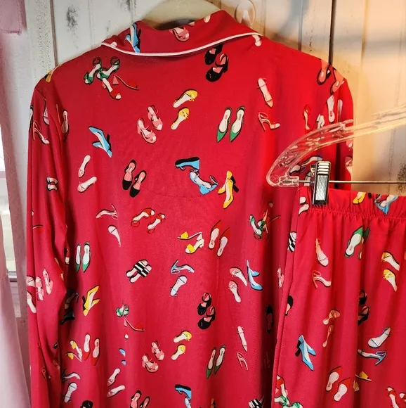 Kate Spade 2 piece Red Party Shoes Sleepwear Set