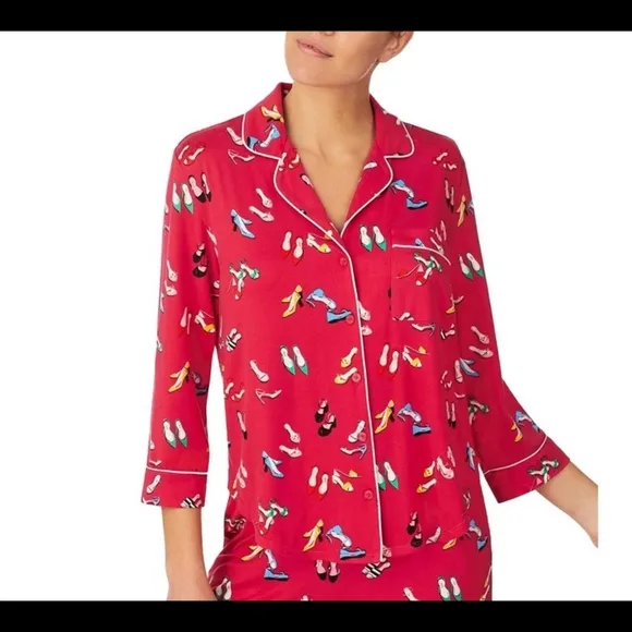 Kate Spade 2 piece Red Party Shoes Sleepwear Set