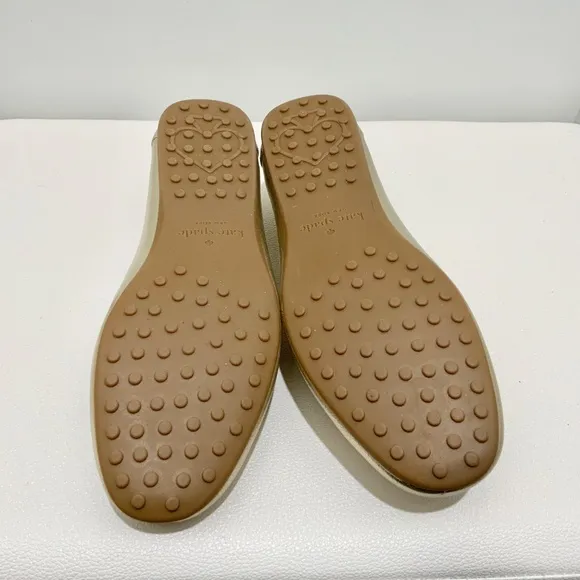 KATE SPADE Bergman Metallic Pale Gold Leather Loafer Comfortable Flat Dress Shoe