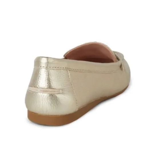 KATE SPADE Bergman Metallic Pale Gold Leather Loafer Comfortable Flat Dress Shoe