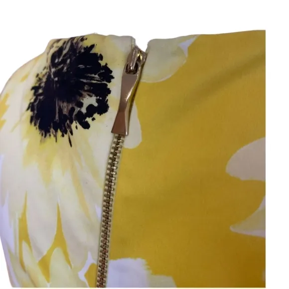 KATE SPADE Fiorella Daisy Floral Yellow Cap Sleeve Fit Flare Summer Dress Sz 2