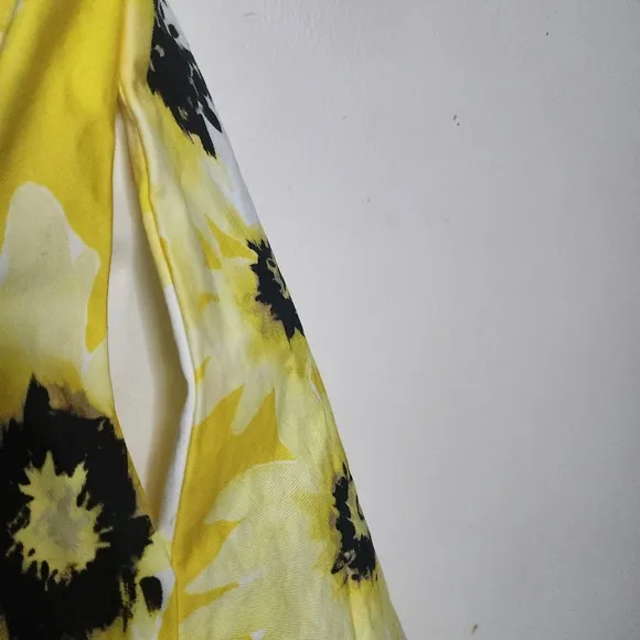KATE SPADE Fiorella Daisy Floral Yellow Cap Sleeve Fit Flare Summer Dress Sz 2